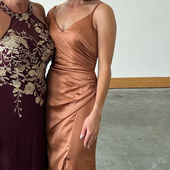 Revelry copper Rory satin bridesmaid dress - Picture 2 of 3